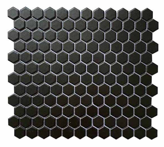 Hexagonal Mosaic Tile 23x26 ​​Black Chip 9528