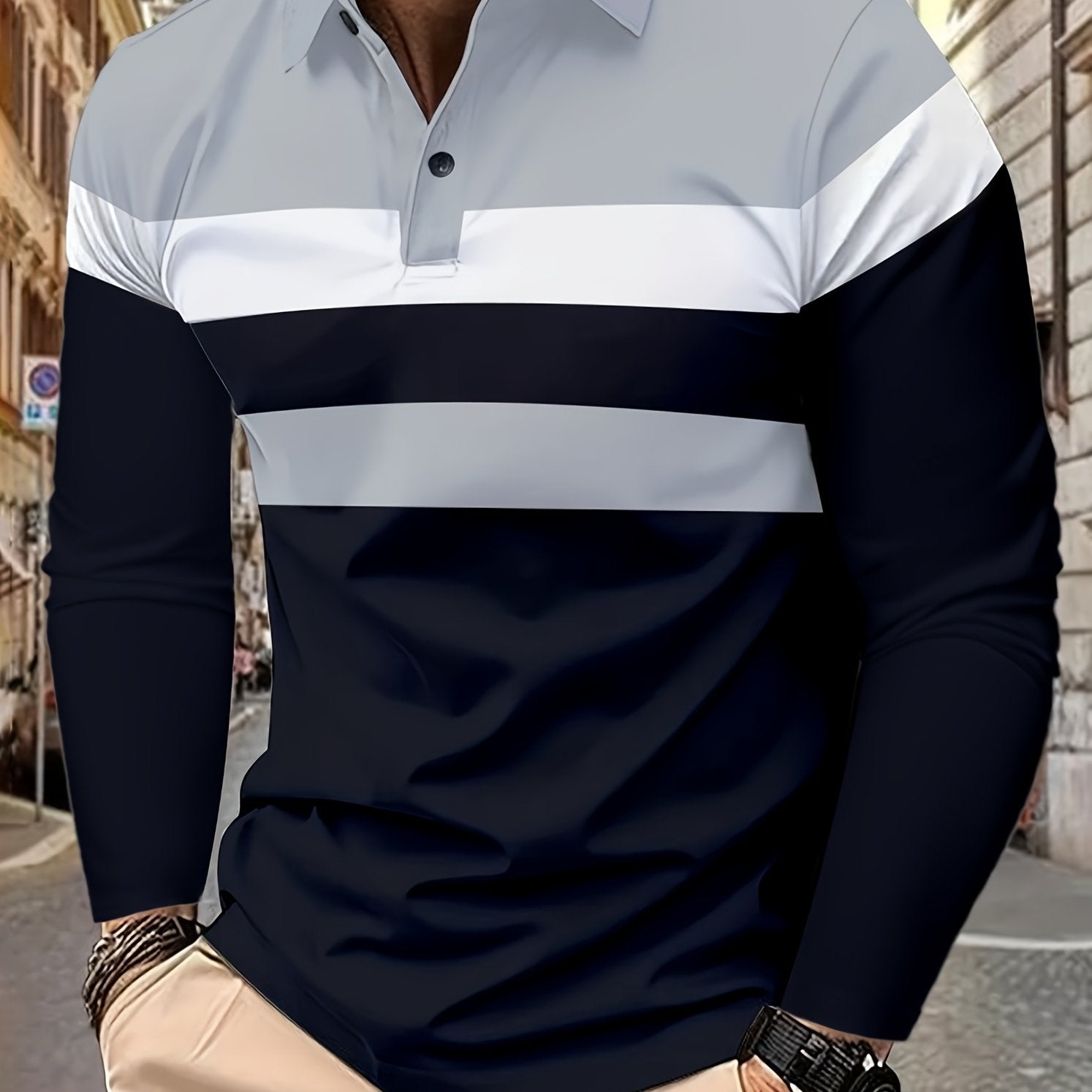 Áo Polo Golf Nam Dài Tay Phối Màu Cá Tính Xuân Thu