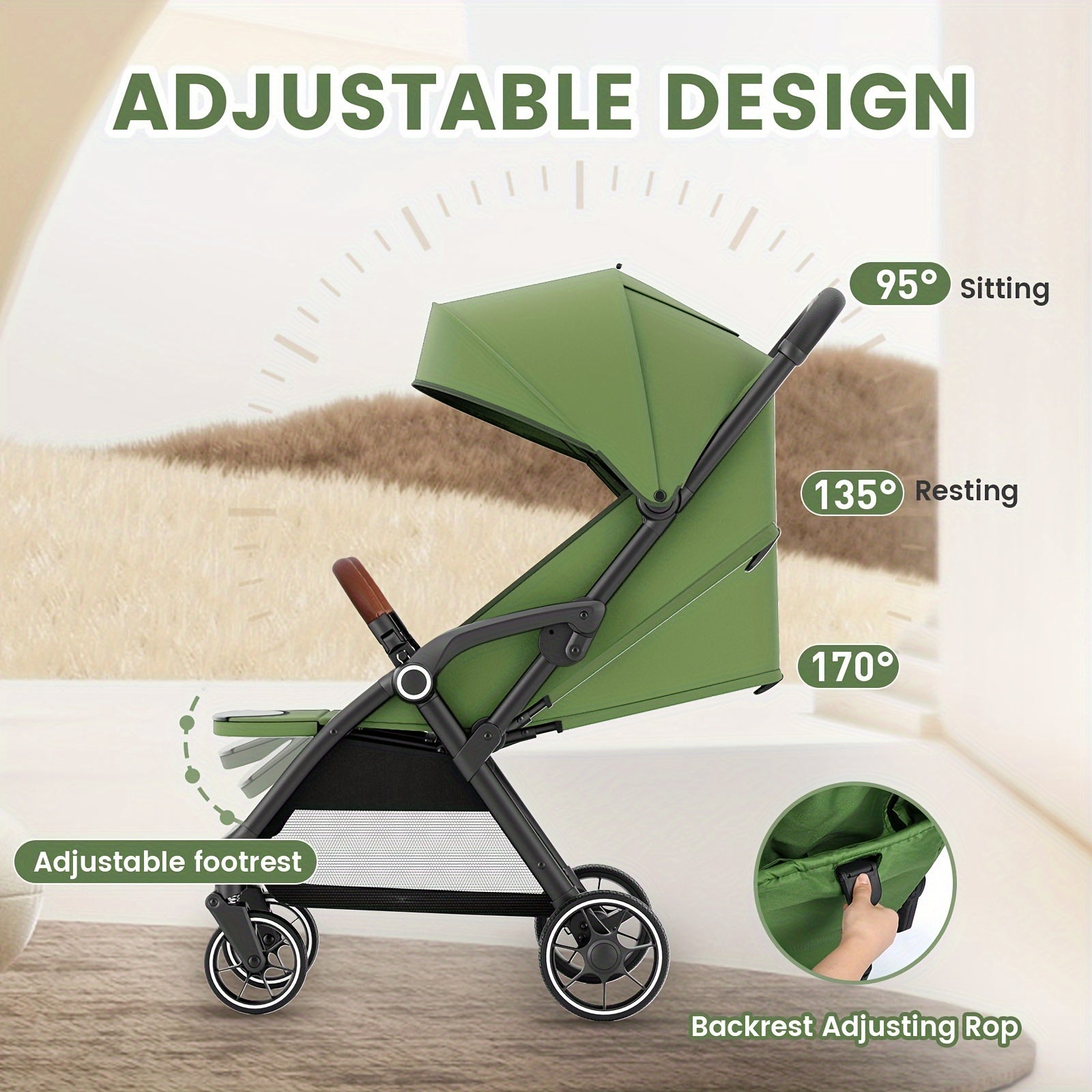 Foldable Travel Stroller for Babies, Convenient Reversible