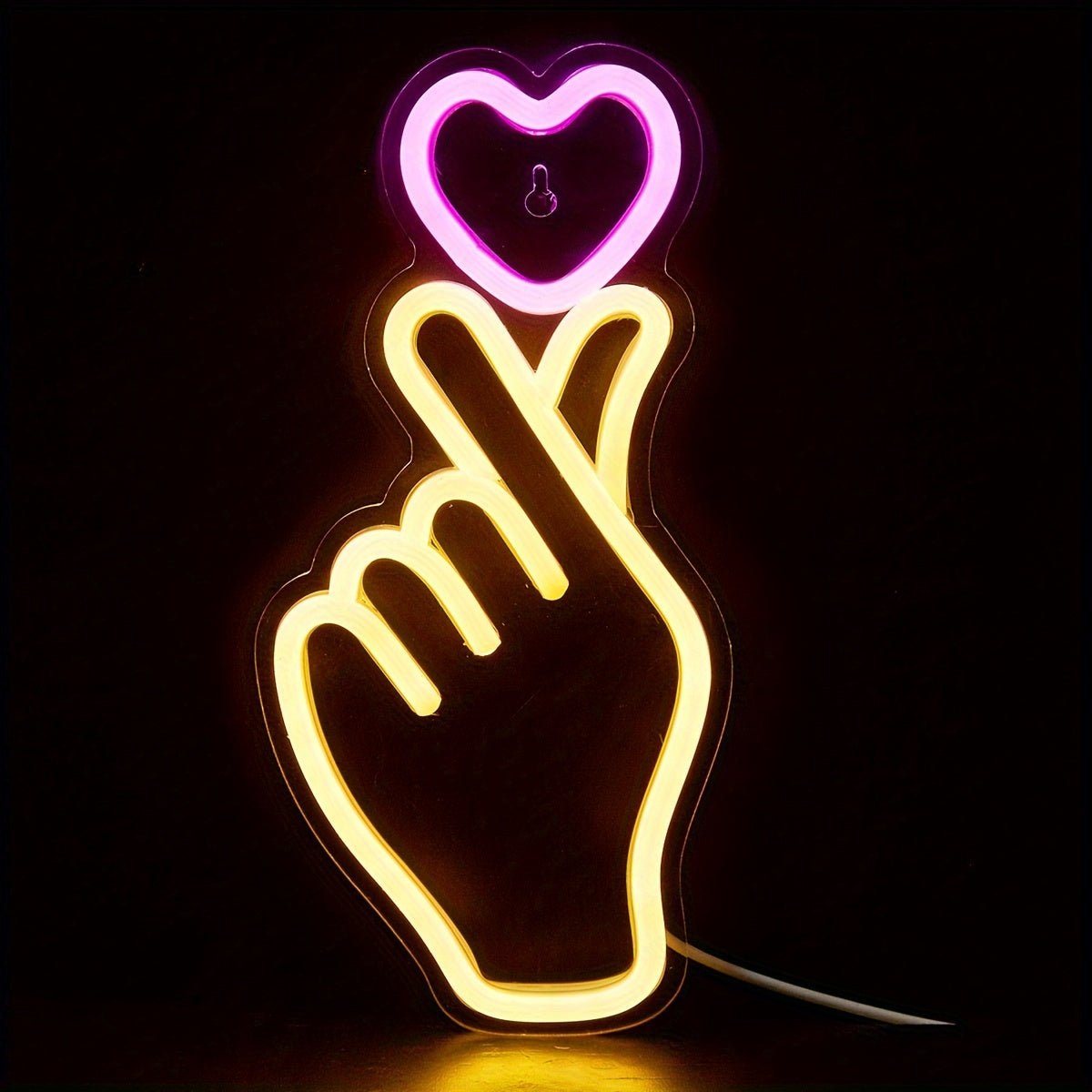 LED Neon Heart Hand Light Panel - Bedroom Decoration