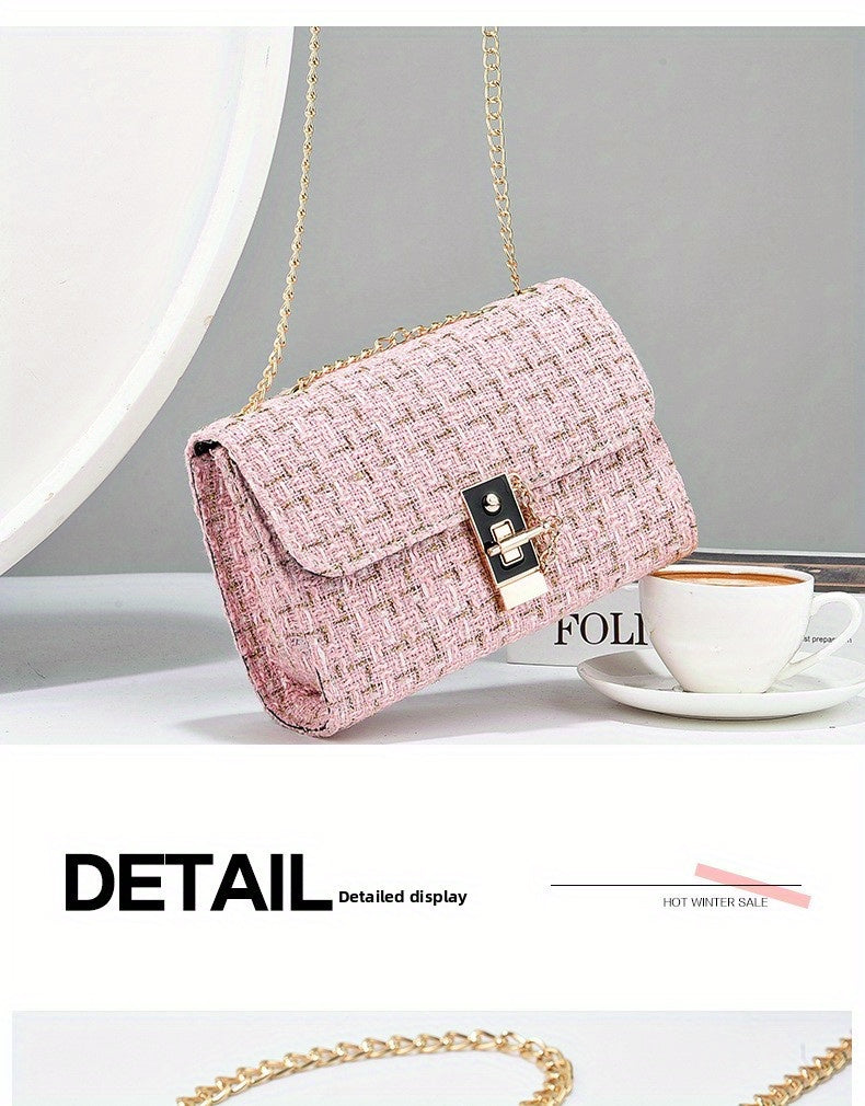 Túi Xách Nữ Dây Xích Thanh Lịch Phong Cách Tweed