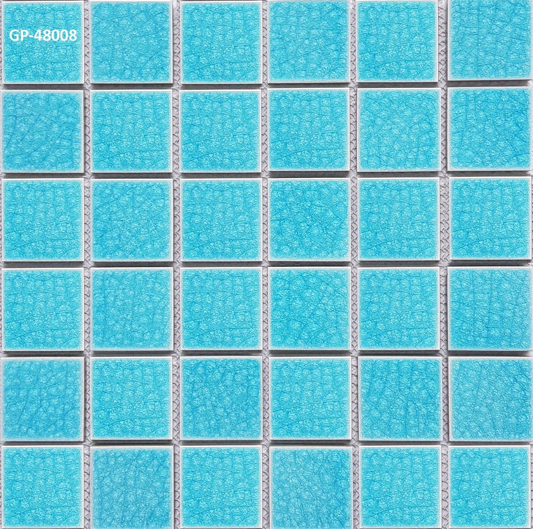 Chip Ceramic Mosaic Tile 48x48mm Light Blue Crackle Glaze BID982601