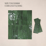 Green glossy glazed tile size 75x230mm 752306G