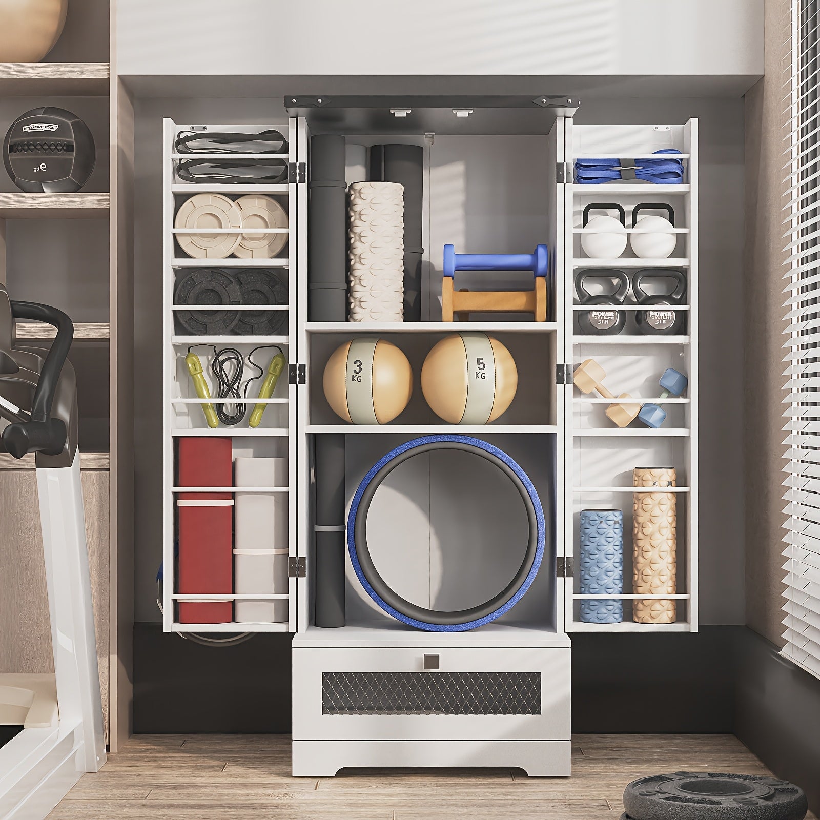 Multi-Function Kitchen Cabinet 55 With Drawers &amp; Adjustable Shelves