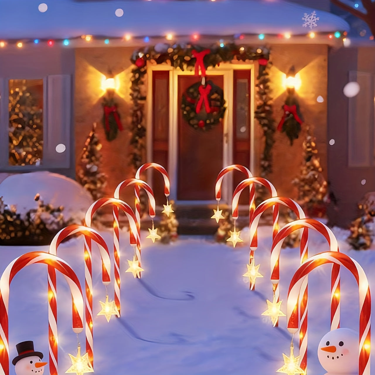 Đèn Sao Trúc Năng Lượng Mặt Trời Noel 5/10 Cây Đỏ Trắng