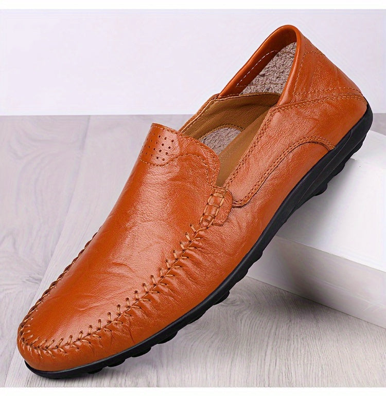 CLOHOO Men's Genuine Leather Loafers for Elegant Office