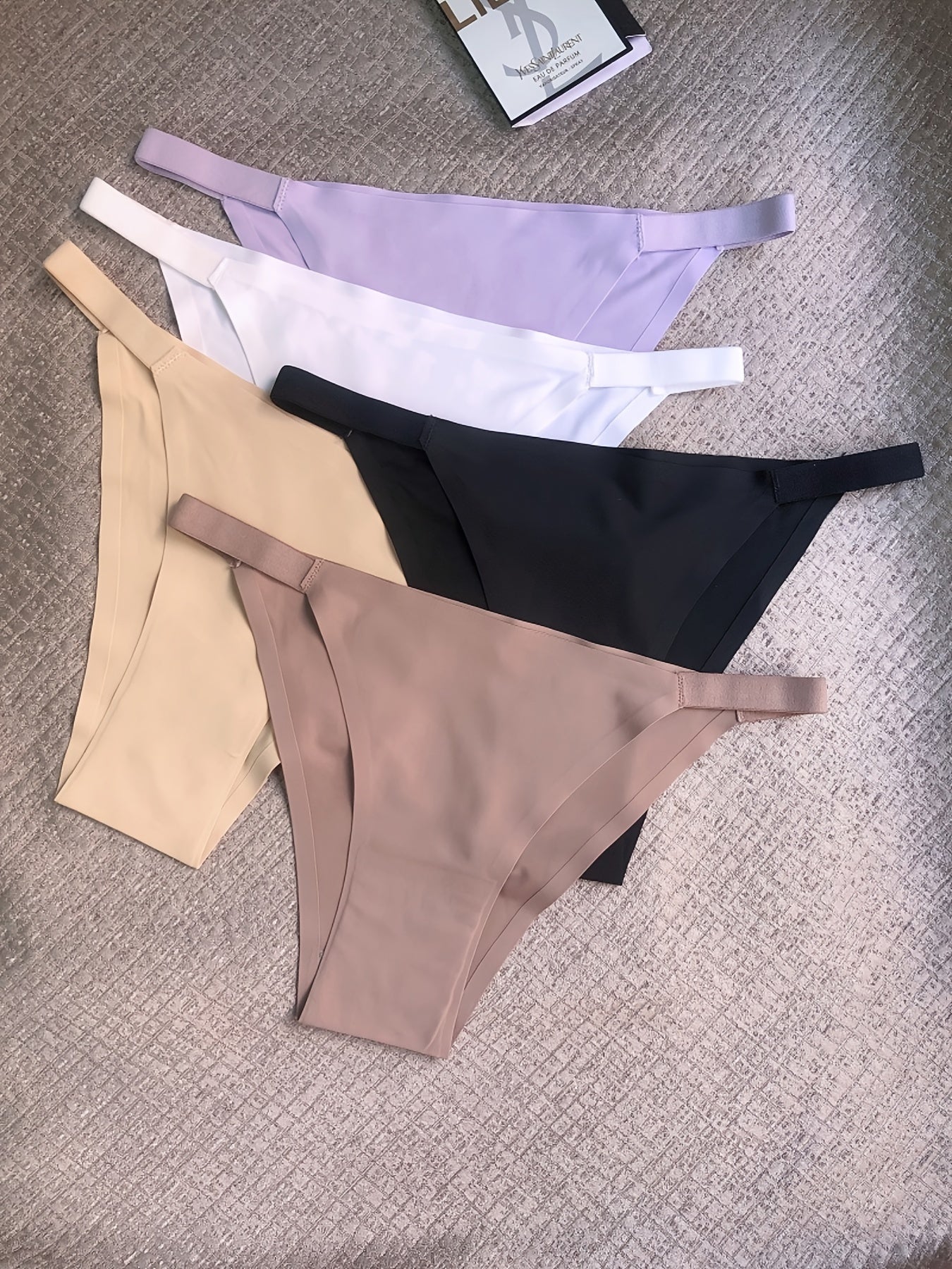 5pcs Seamless Women's Bikini Panties - Comfortable, Stretchy Nylon/Elastane Blend, Low-Rise, Solid Color in Casual to Yoga Fitness Wear, Breathable & Soft - Daisan Mart