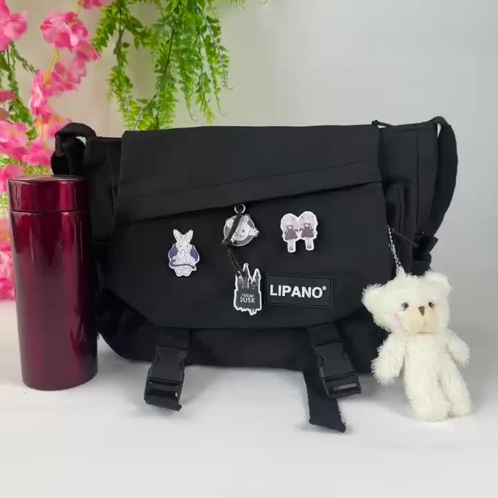 Harajuku Nylon Crossbody Bag Multi-Function Unisex Large Size