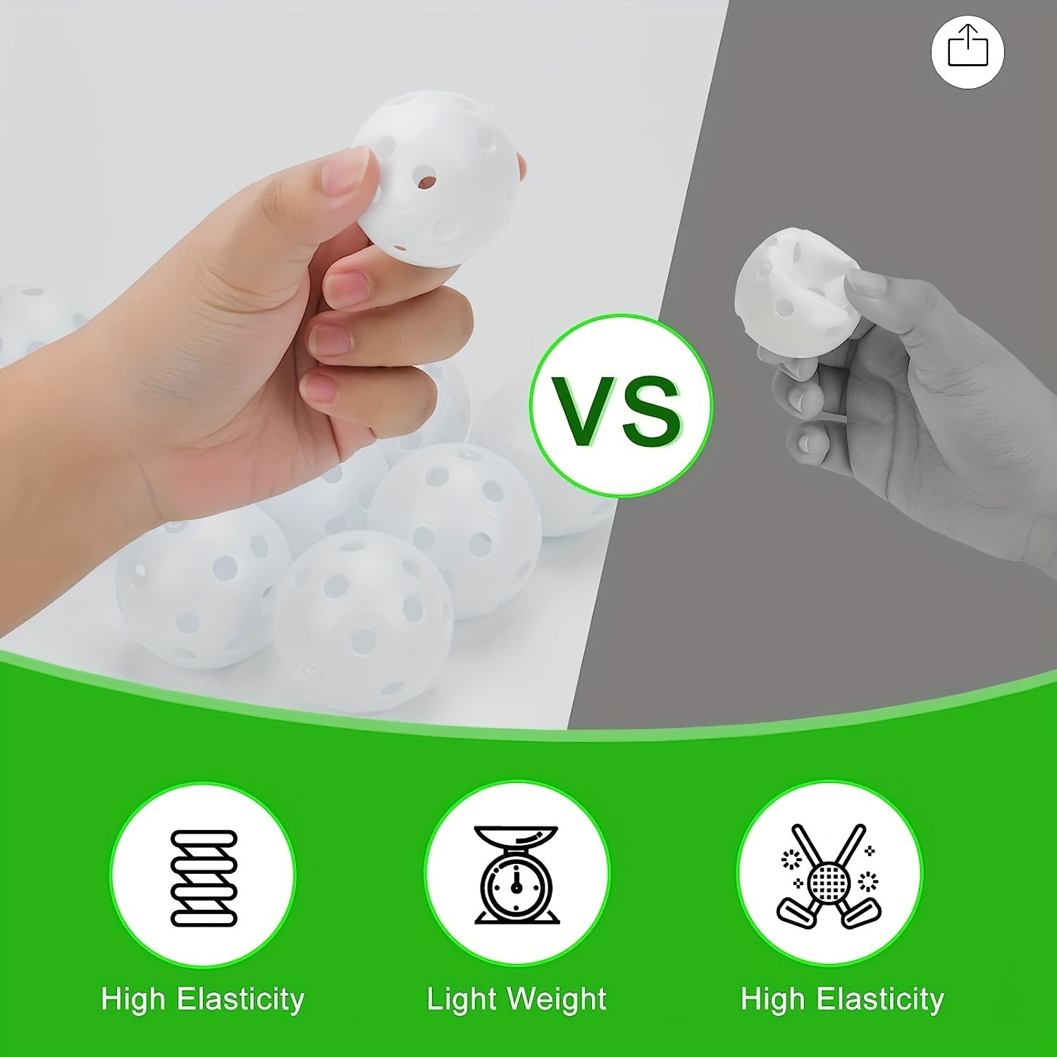 PE Golf Practice Balls 50 Pieces + 2 Tees, Indoor Outdoor