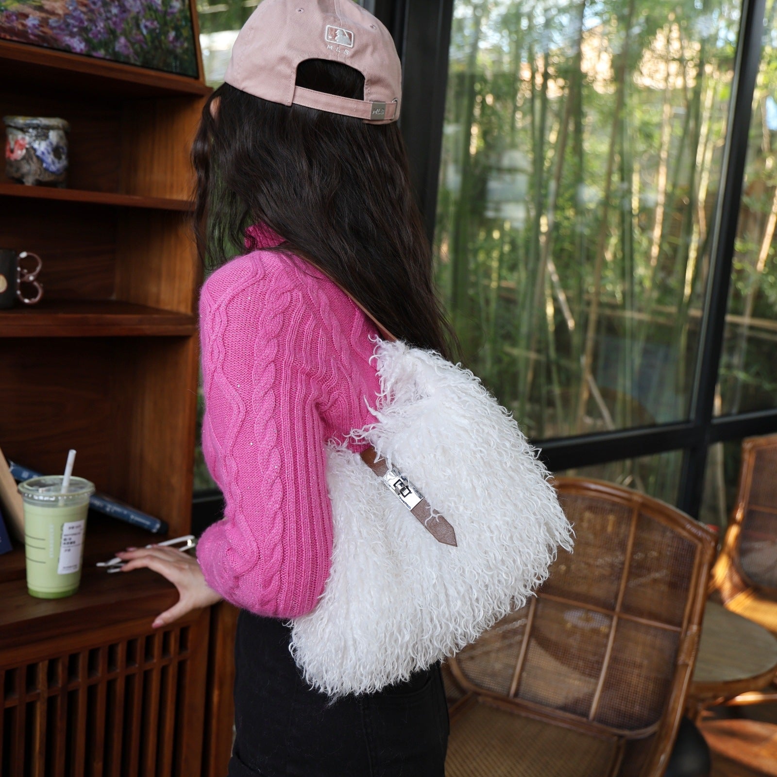 Women's Faux Wool Handbag - Soft &amp; Elegant Crossbody Bag