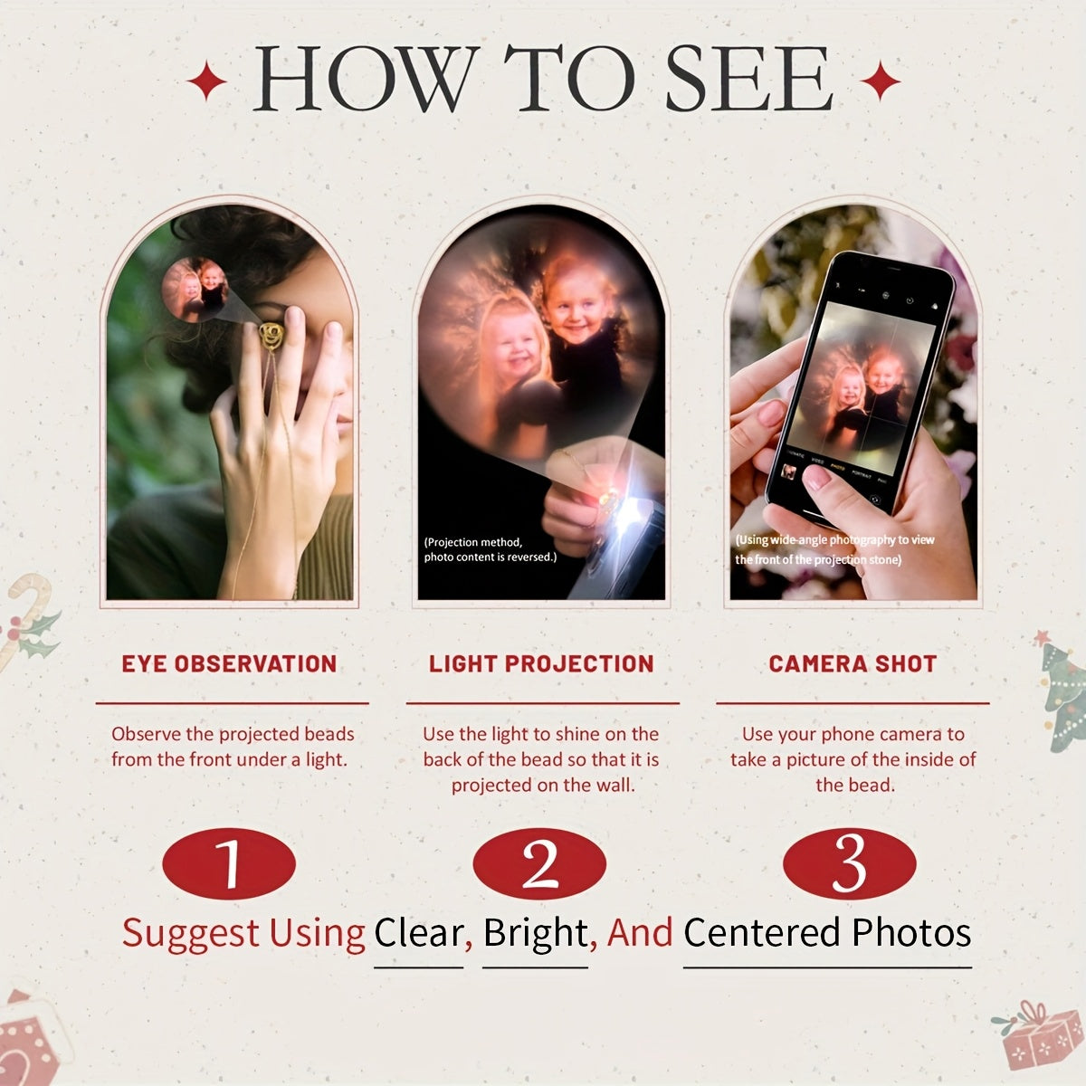 Customized Photo Projection Necklace, Camera Pendant Necklace, Built-In Personalized Image Pendant, Women'S Projection Necklace, Vintage Elegant Fashionable Jewelry, Commemorative Gift for Family And Girlfriend, Personalized