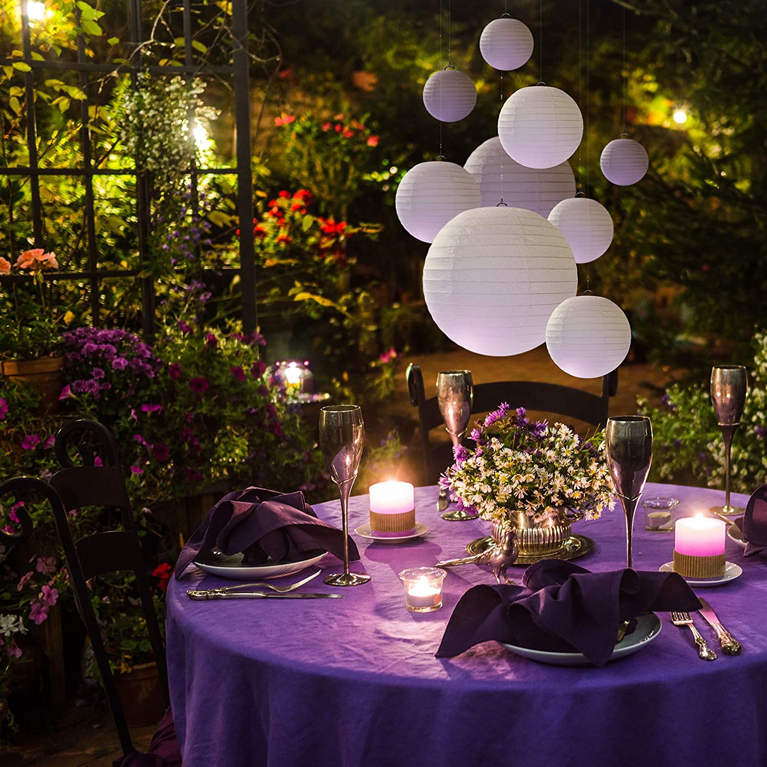[20pcs Paper Lanterns] 20pcs White Paper Lanterns, Paper Pendant Lampshade | 10cm 15cm 20cm 25cm (5pcs Each), Painted Folded White Graffiti Paper Lamp Decoration, 2024 New Year Celebration