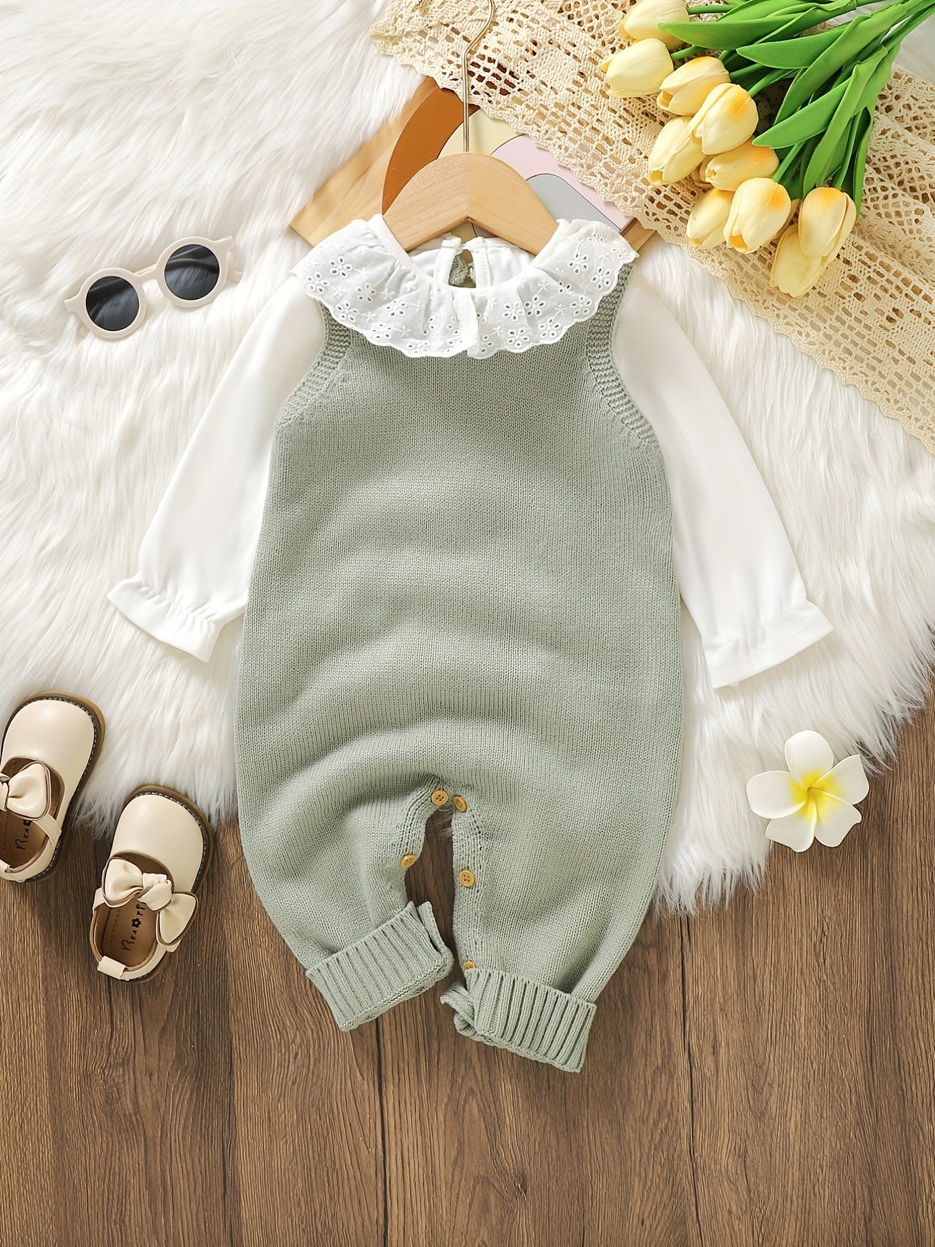 Baby Clothing Girl Baby Bodysuit Baby Love Jacquard Boys Knitted Bodysuit, Suitable For Indoor And Outdoor Wear