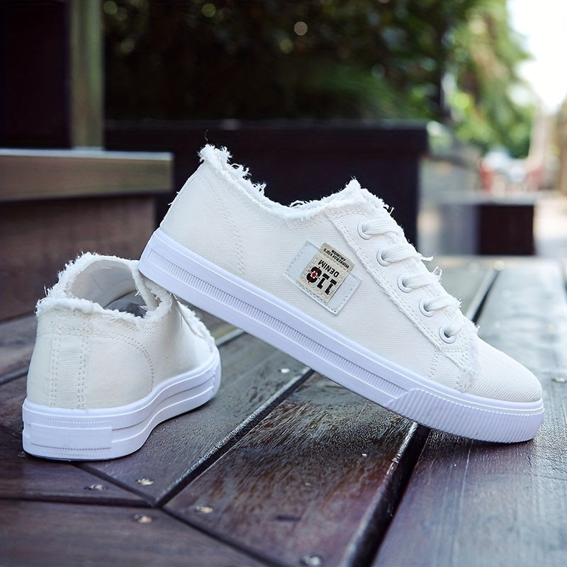 Giày Vải Nữ Trắng Trơn Đế Bằng Thoải Mái 2022