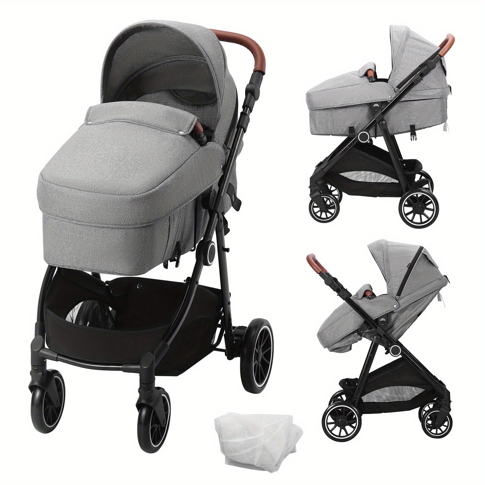 VEVOR Baby Stroller, Convenient 3 Modes, Dark Gray