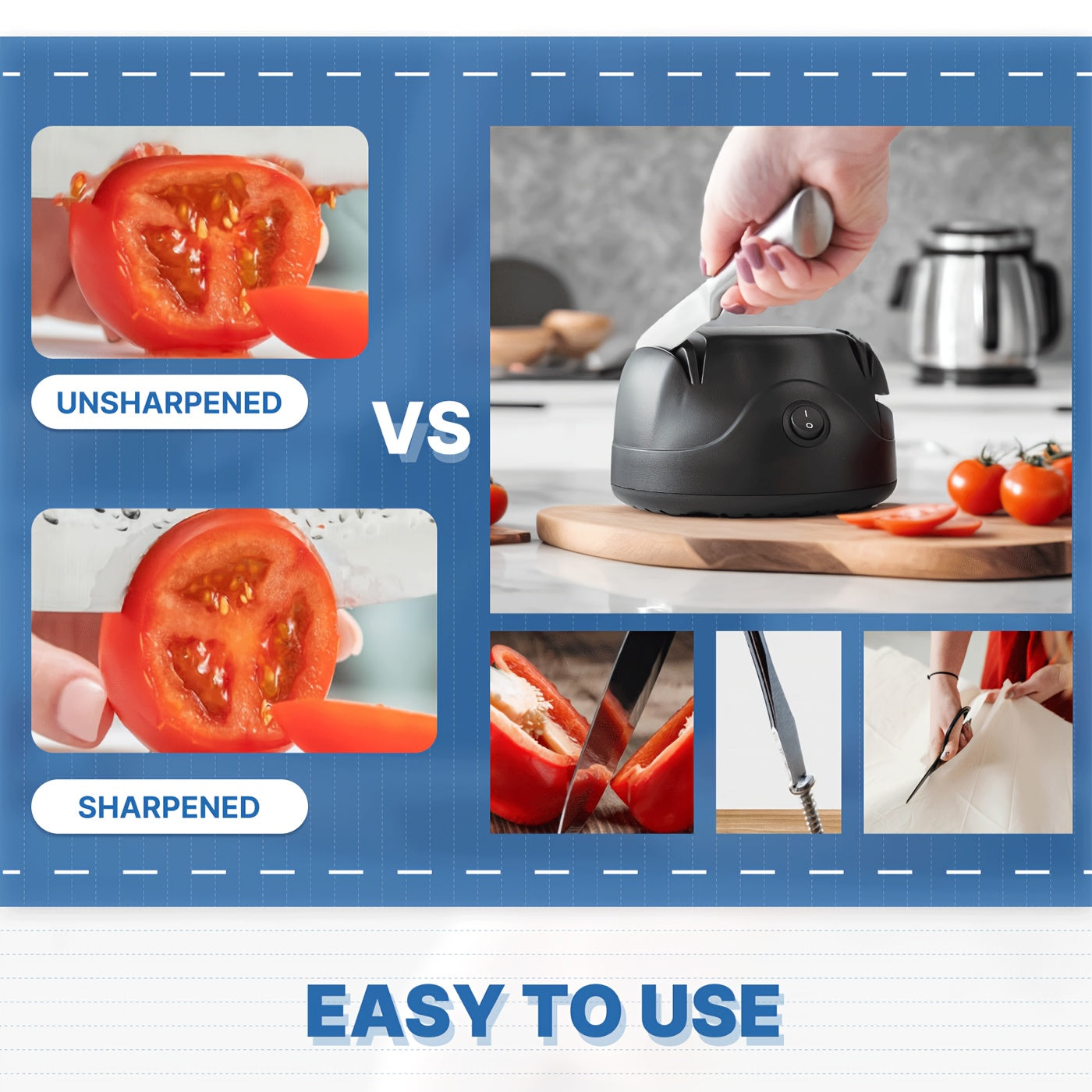 [Professional Knife Sharpener] WANVOAPLS Professional Electric Knife Sharpener 28D-4 Model - 4-Slot Sharpening System, Dual Voltage (36V-100V) with US Plug, ABS Material - Ideal for Kitchen Knives and Utensils | Modern Kitche