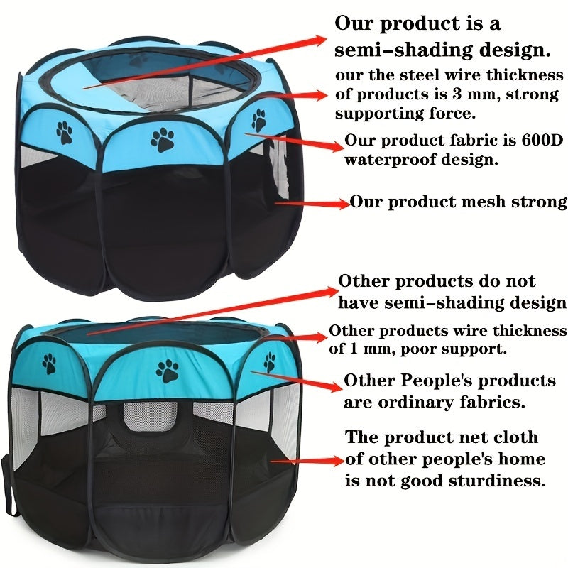 Octagonal Pet Fence Tent Oxford Cloth Scratch-Resistant Foldable Dog Cage for Dogs and Cats, Kennel Nest - Daisan Mart