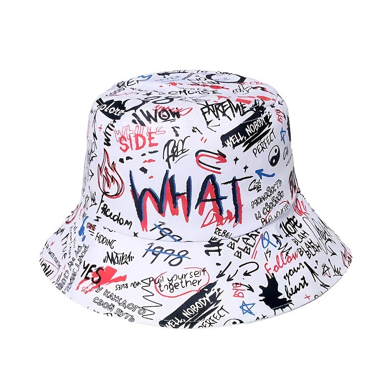 Mũ Bucket Nam What Graffiti Đen Phong Cách Streetwear
