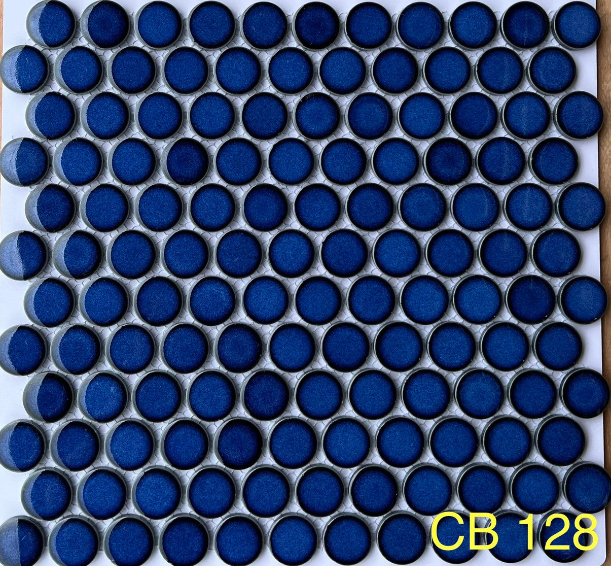 Blue round marble mosaic tile CB 128