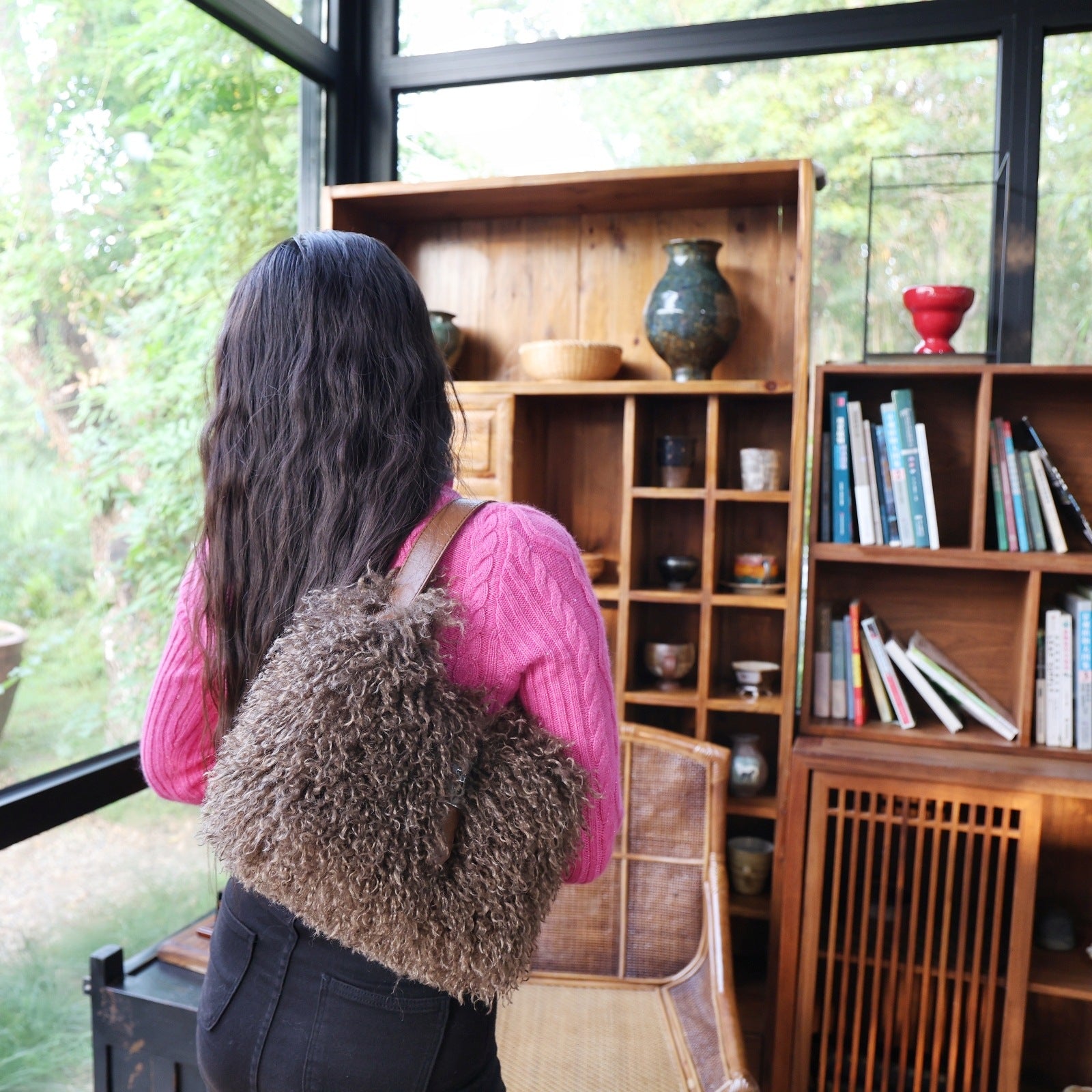 Women's Faux Wool Handbag - Soft &amp; Elegant Crossbody Bag