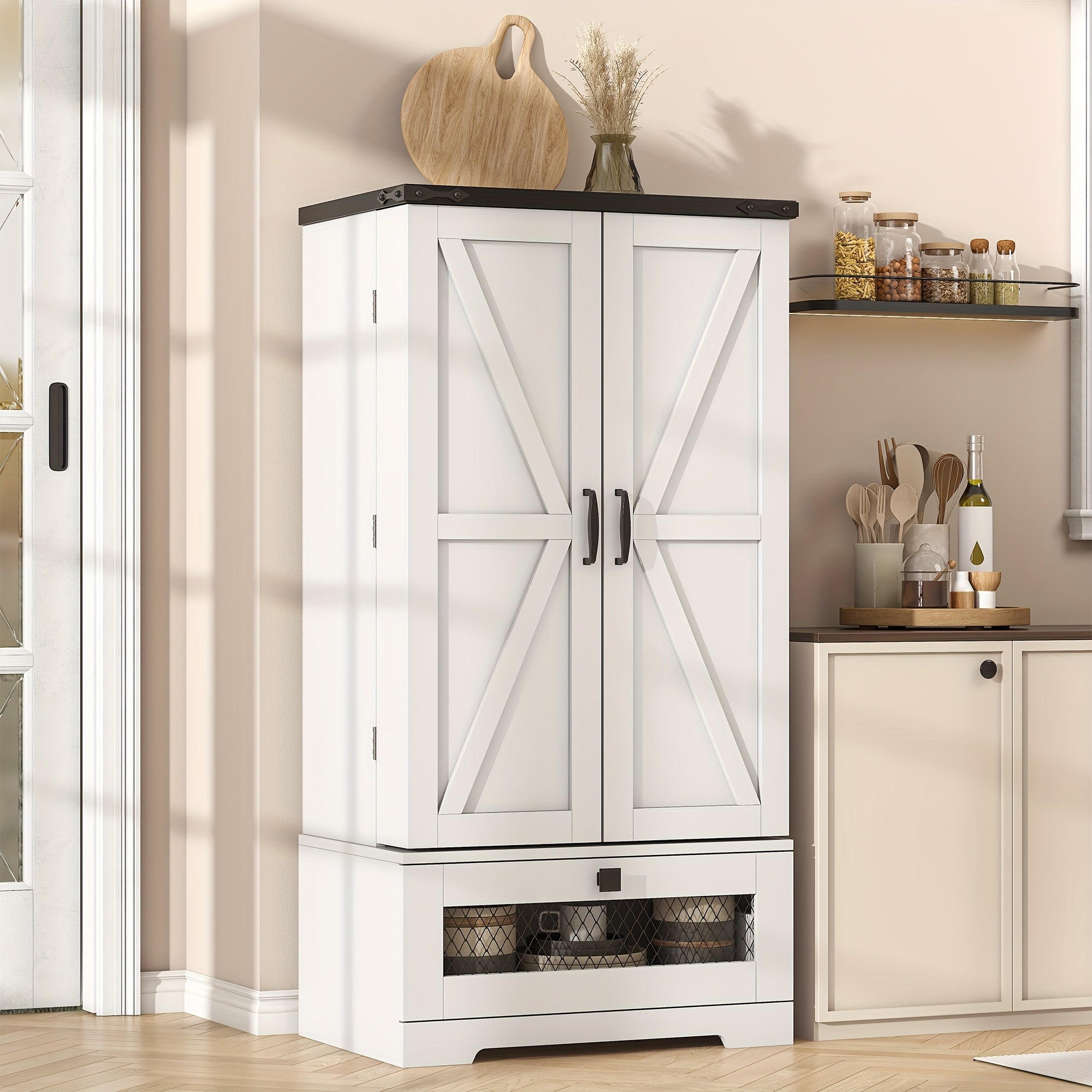 Multi-Function Kitchen Cabinet 55 With Drawers &amp; Adjustable Shelves