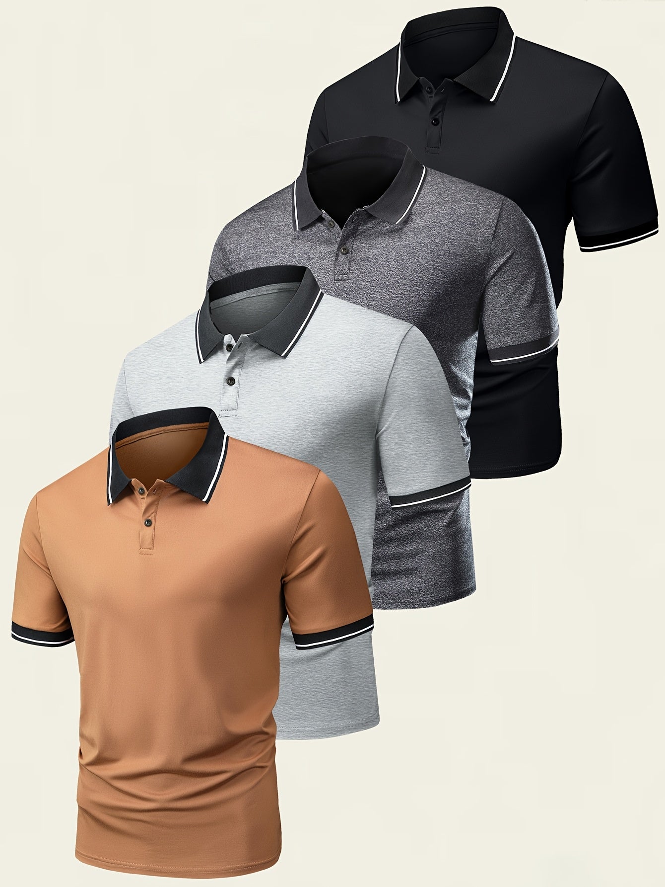 Men's Summer Short Sleeve Sports Shirt, Contrast Trim