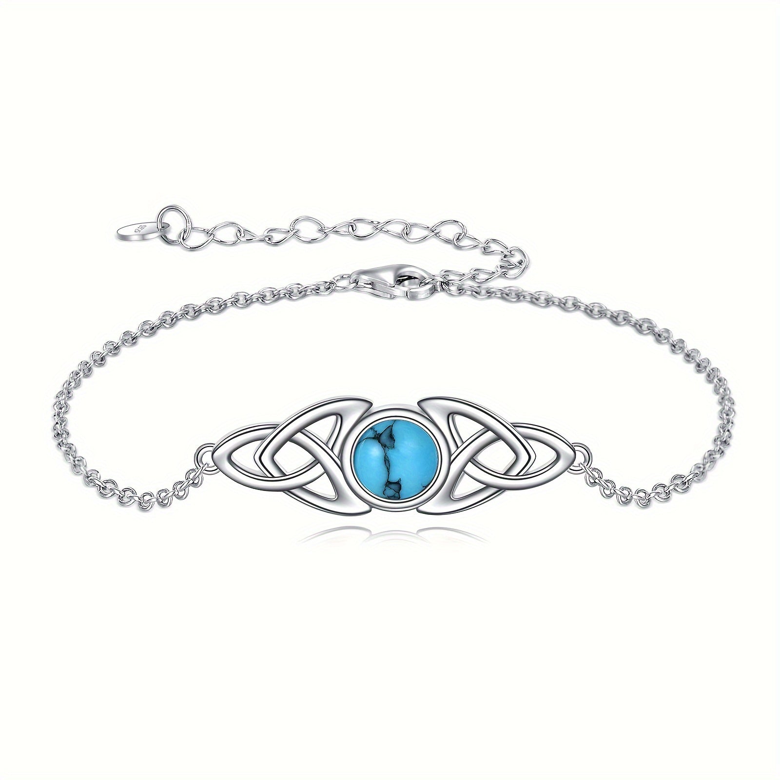 925 Celtic Women's Silver Bracelet with Turquoise Tricolor