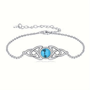 925 Celtic Women's Silver Bracelet with Turquoise Tricolor