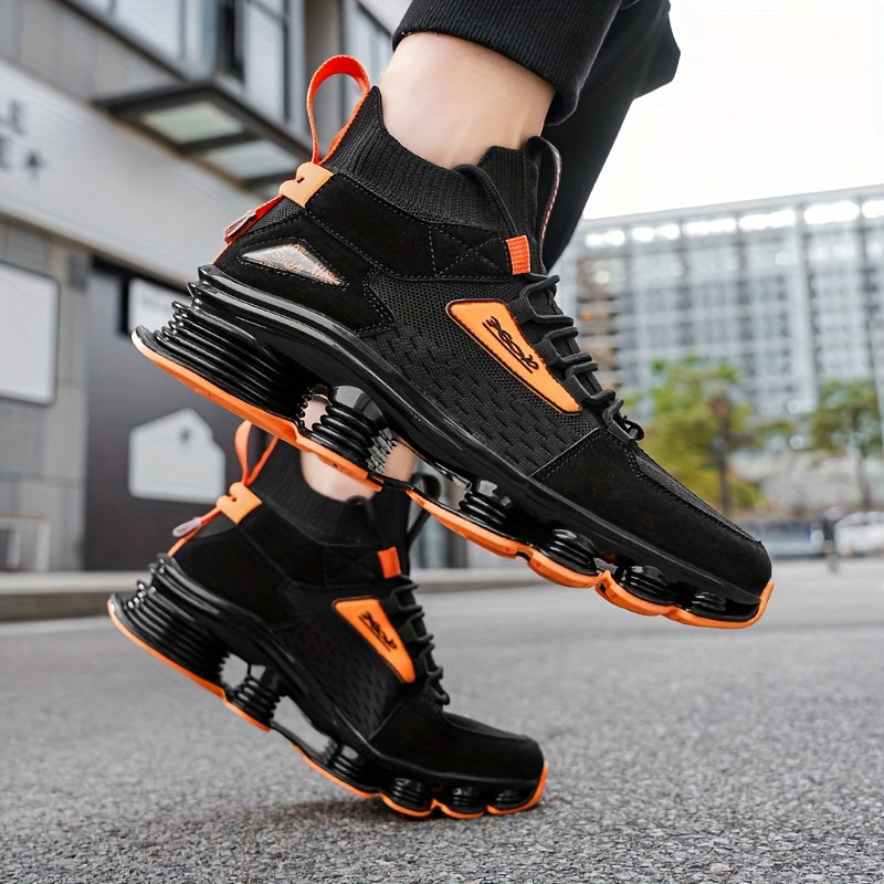 High-end Men's Running Shoes - Breathable Black Orange
