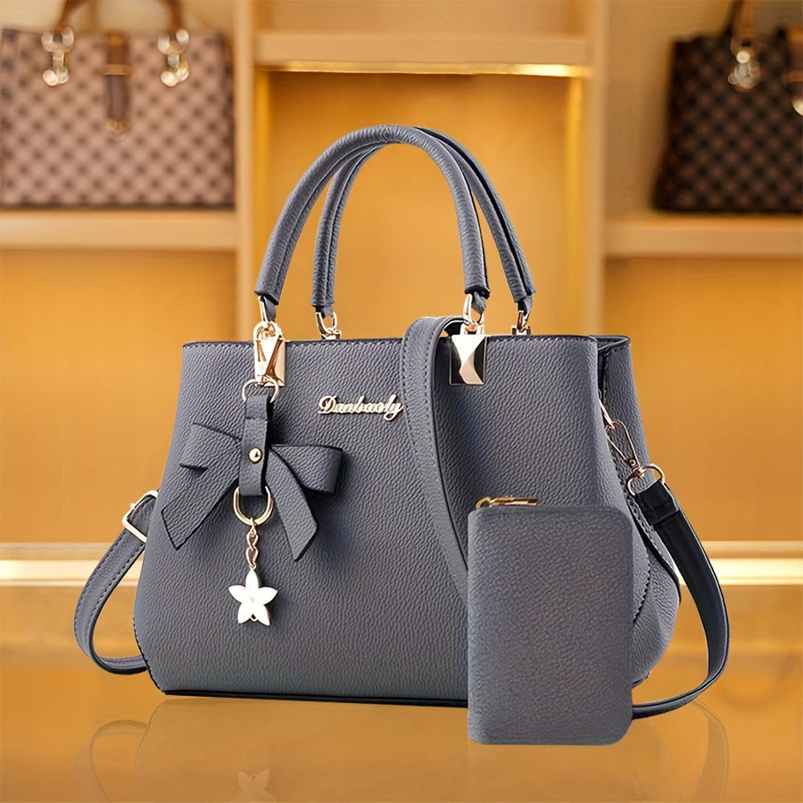 Women's Handbag with Multi-Functional Bow and Cute Mini Wallet