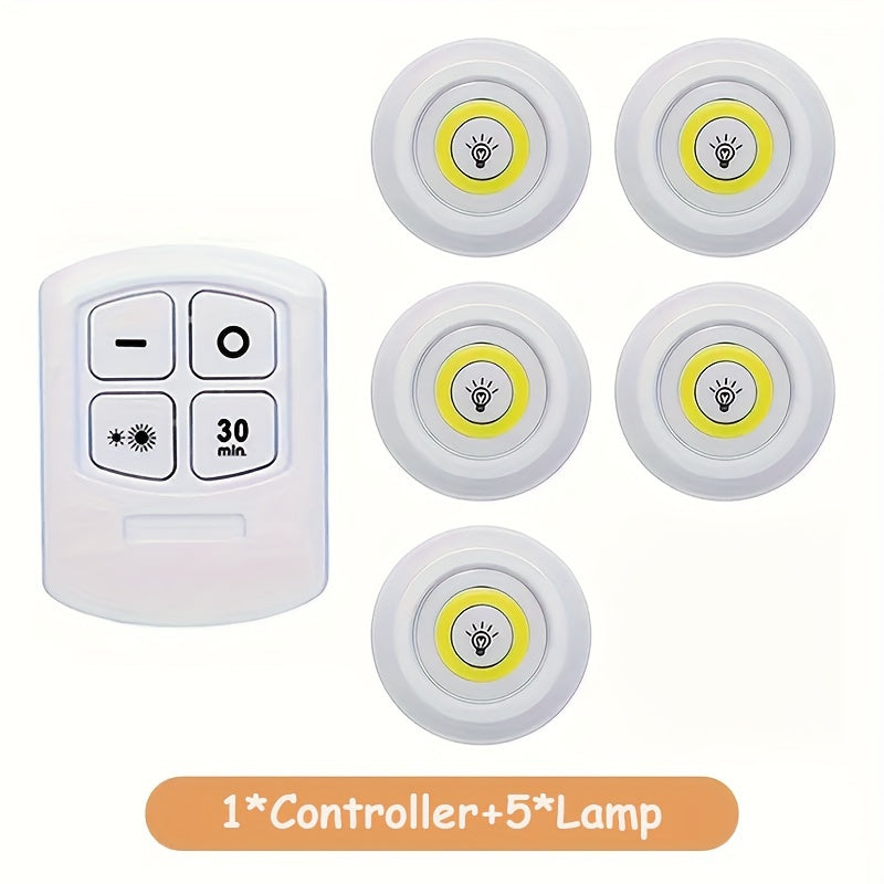 Set of 5 Wireless LED Wall Lights with Remote Control