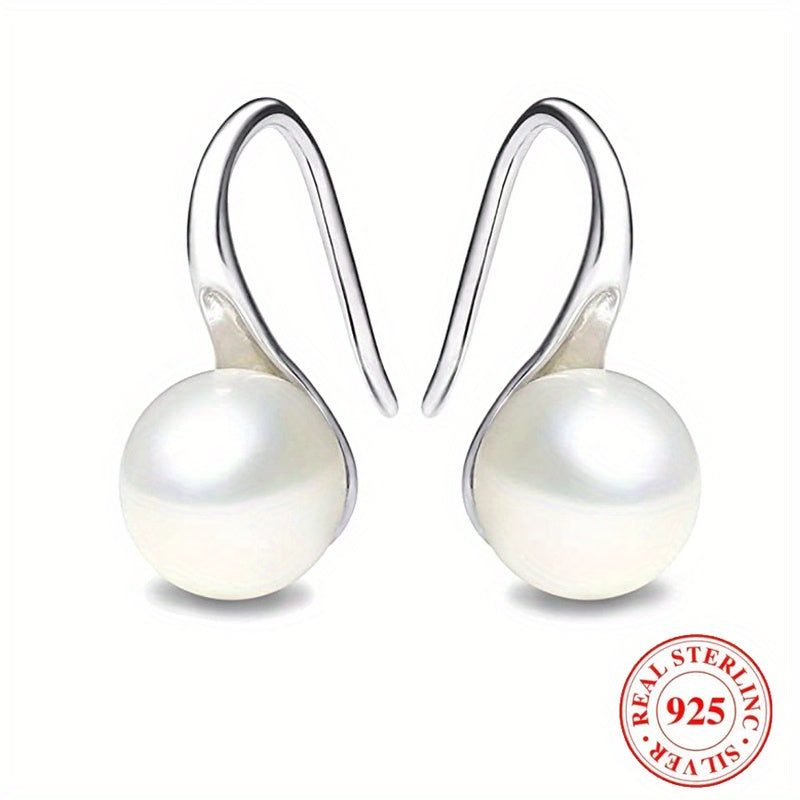 Elegant 925 Silver Faux Pearl Earrings