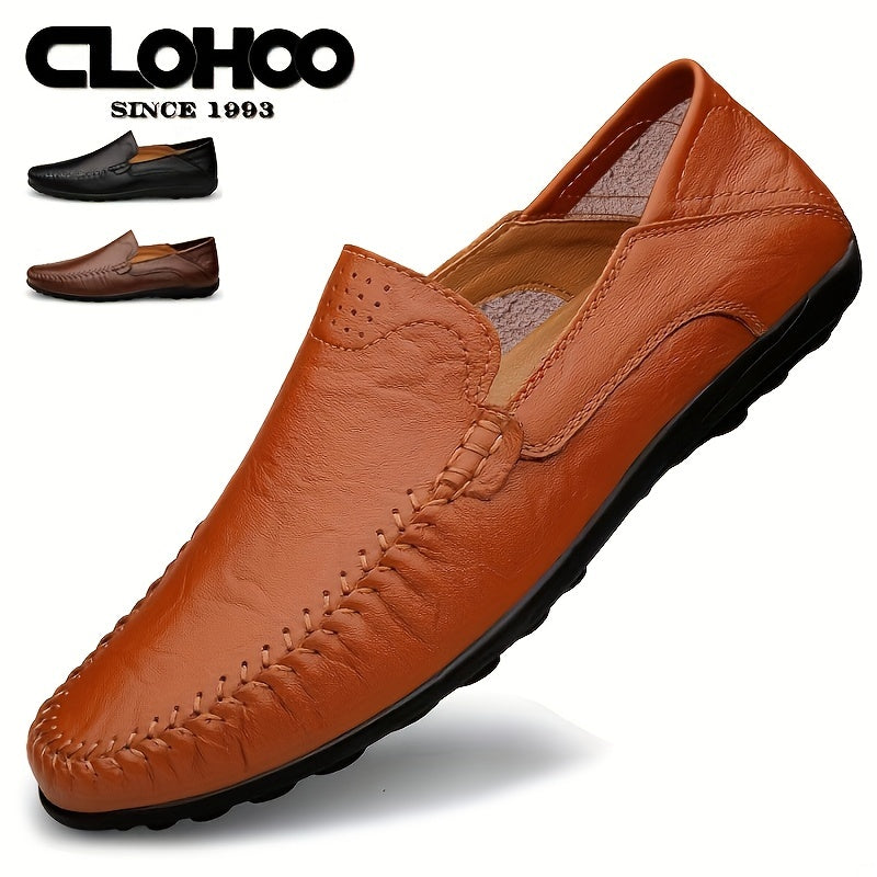 CLOHOO Men's Genuine Leather Loafers for Elegant Office