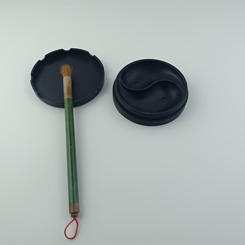 [Tai Chi Inkstone] 1pc Tai Chi Inkstone | with Lid and Inkwell for Calligraphy and Painting Supplies
