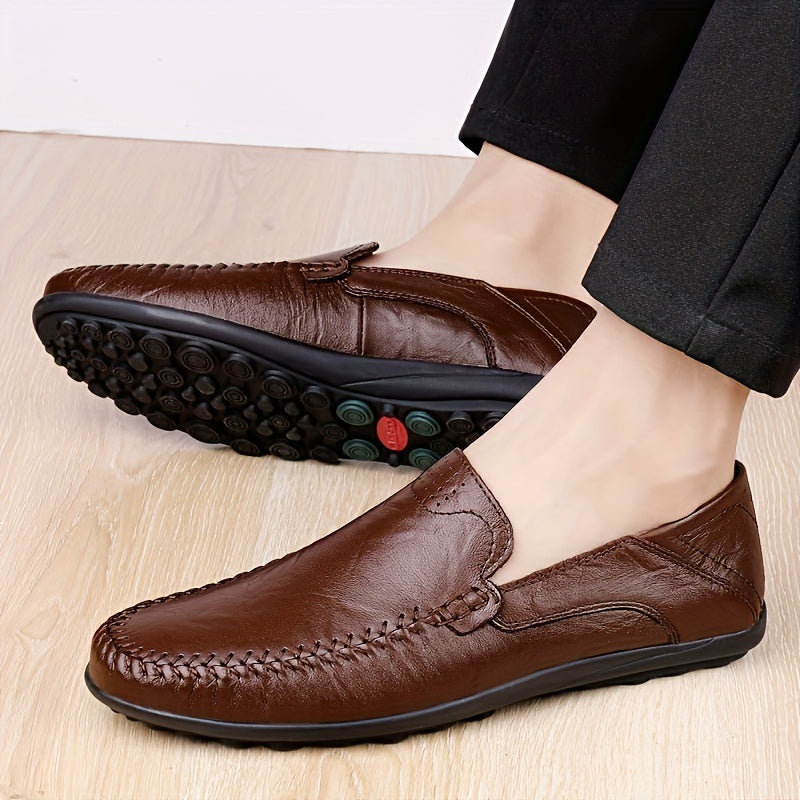 CLOHOO Men's Genuine Leather Loafers for Elegant Office