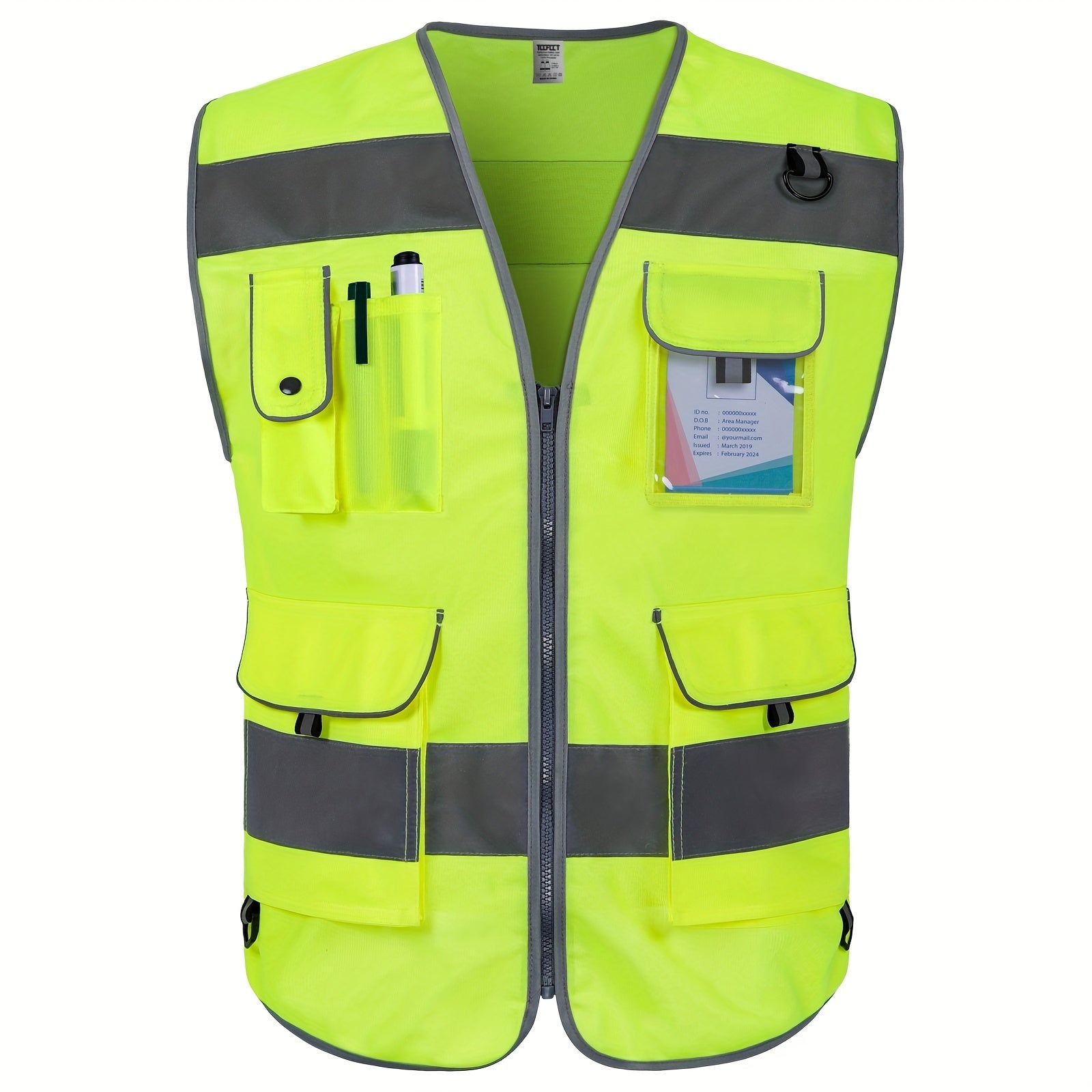 TCCFCCT Bison Series ANSI/ISEA 107-2020 Compliant Safety Vest for Men &amp; Women - Reflective Vest with 9 Pockets, Premium 120g Polyester, Reinforced Stitching, Adjustable Straps &amp; Storage Pockets for Construction, Surveyors, Dr.