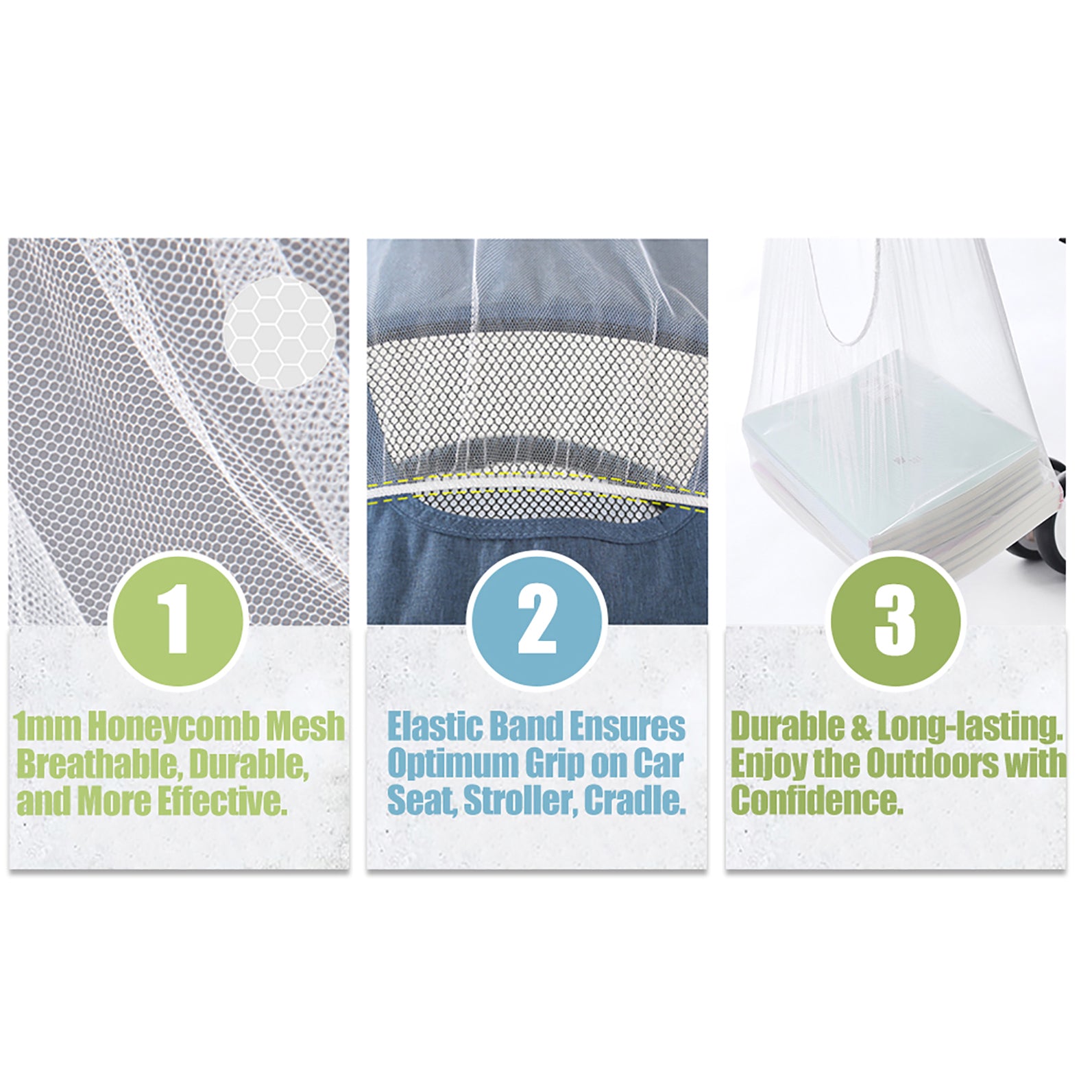 Mosquito Net for Stroller - Durable Baby Stroller Mosquito Net - Perfect Bug Net for Strollers, Bassinets, Cradles, Playards, Pack N Plays and Portable Mini Crib (White)