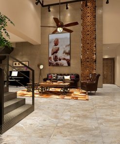 Cream-colored stone-patterned tiles 80×80 Dong Tam GRANITE 8080STONE003
