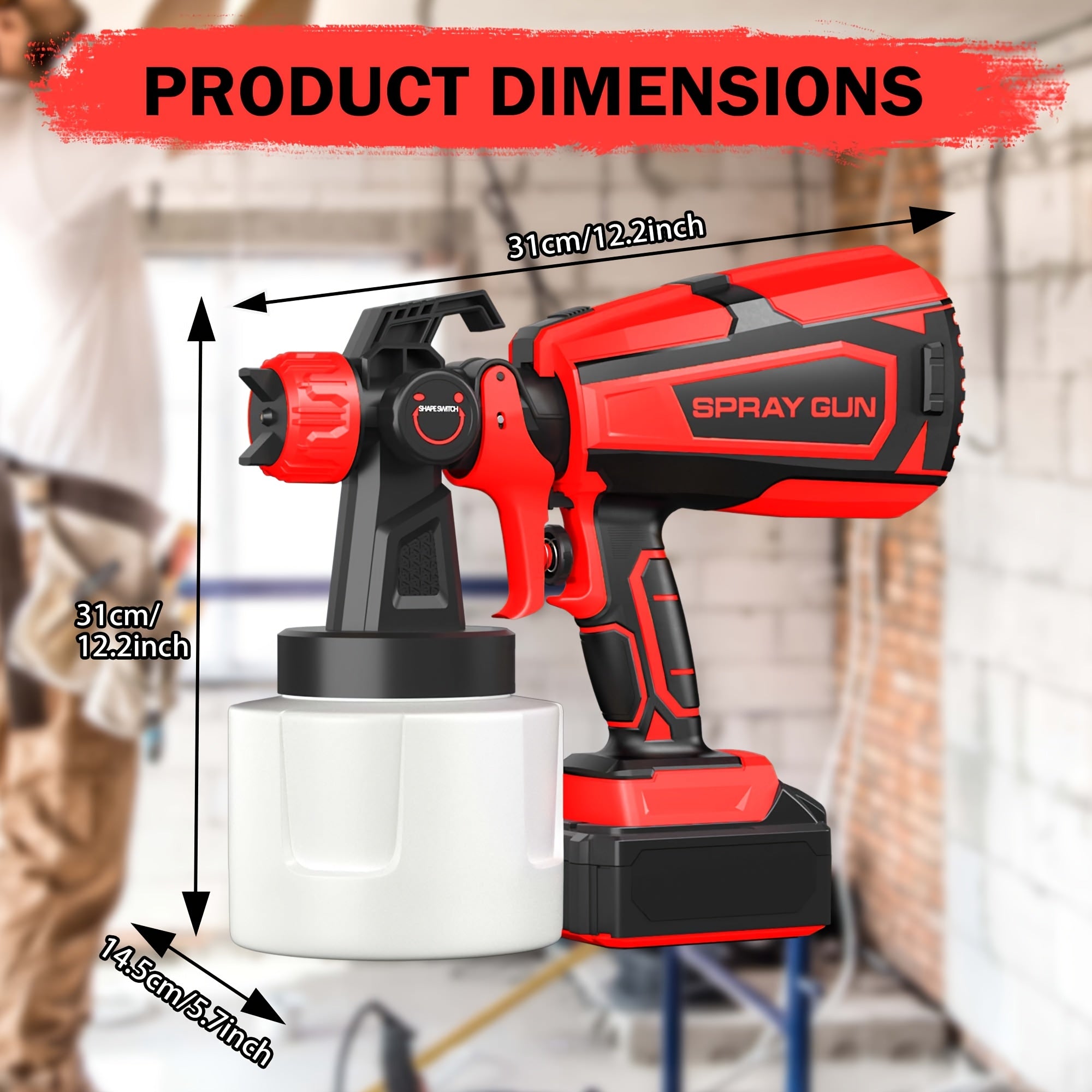 High Pressure Electric Airless HVLP Paint Sprayer with 2 Rechargeable Batteries, 33.81oz Container, Easy to Clean for House Painting Furniture Cabinets Walls Doors Car Repair DIY