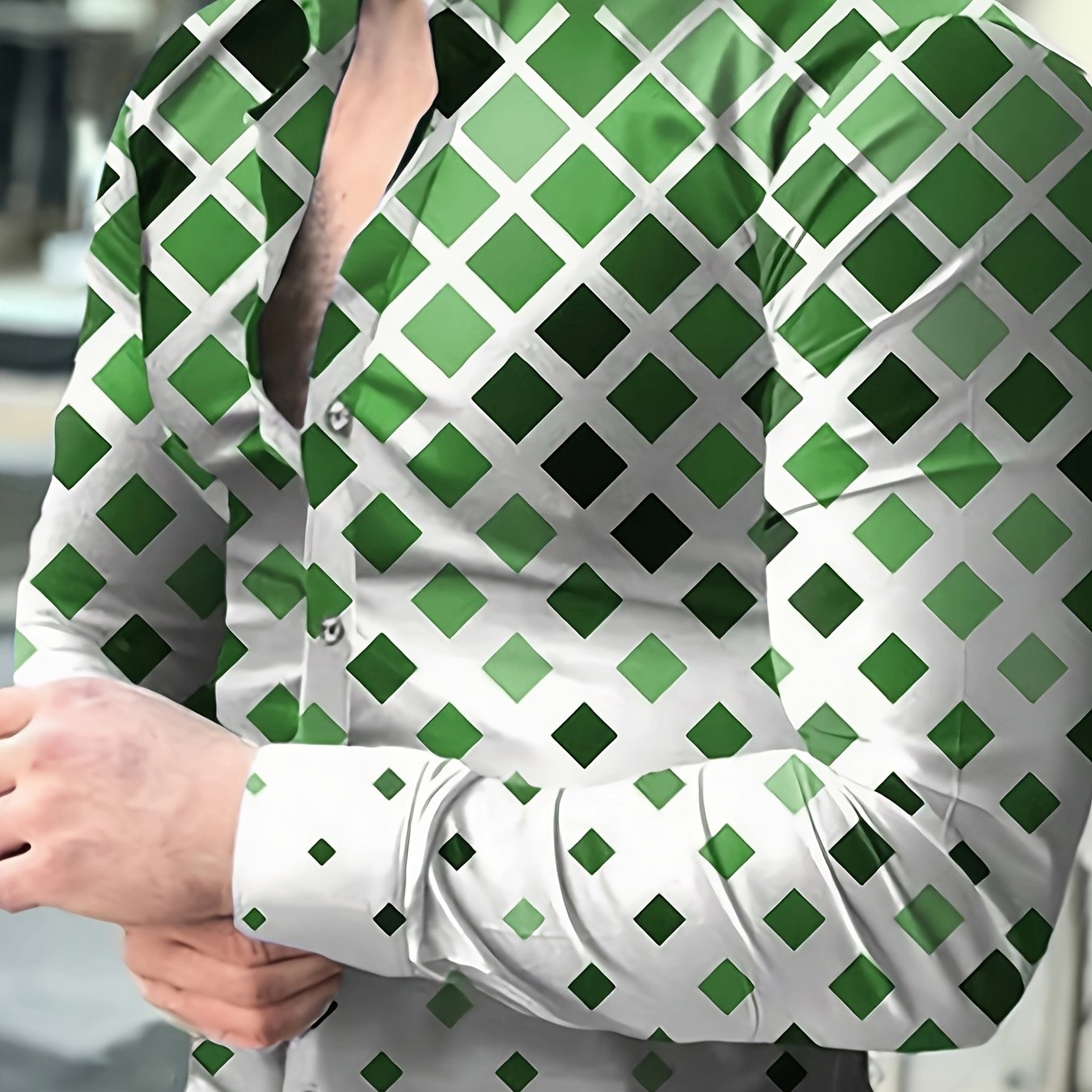 Áo Nam Boho Dài Tay Họa Tiết Xanh Trắng - Thoải Mái & Phong Cách