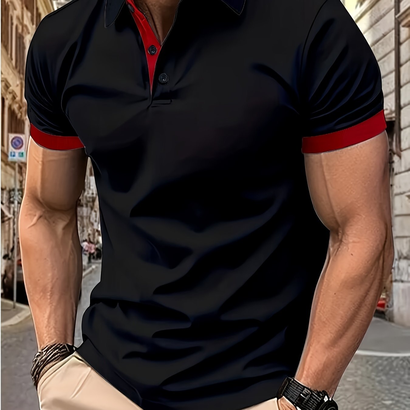 Men's Golf Shirt, Breathable Fabric, V-Neck, Short Sleeves, Summer