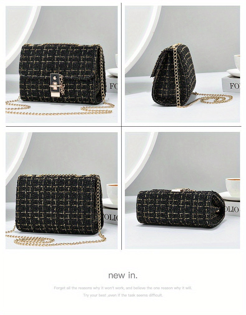Túi Xách Nữ Dây Xích Thanh Lịch Phong Cách Tweed