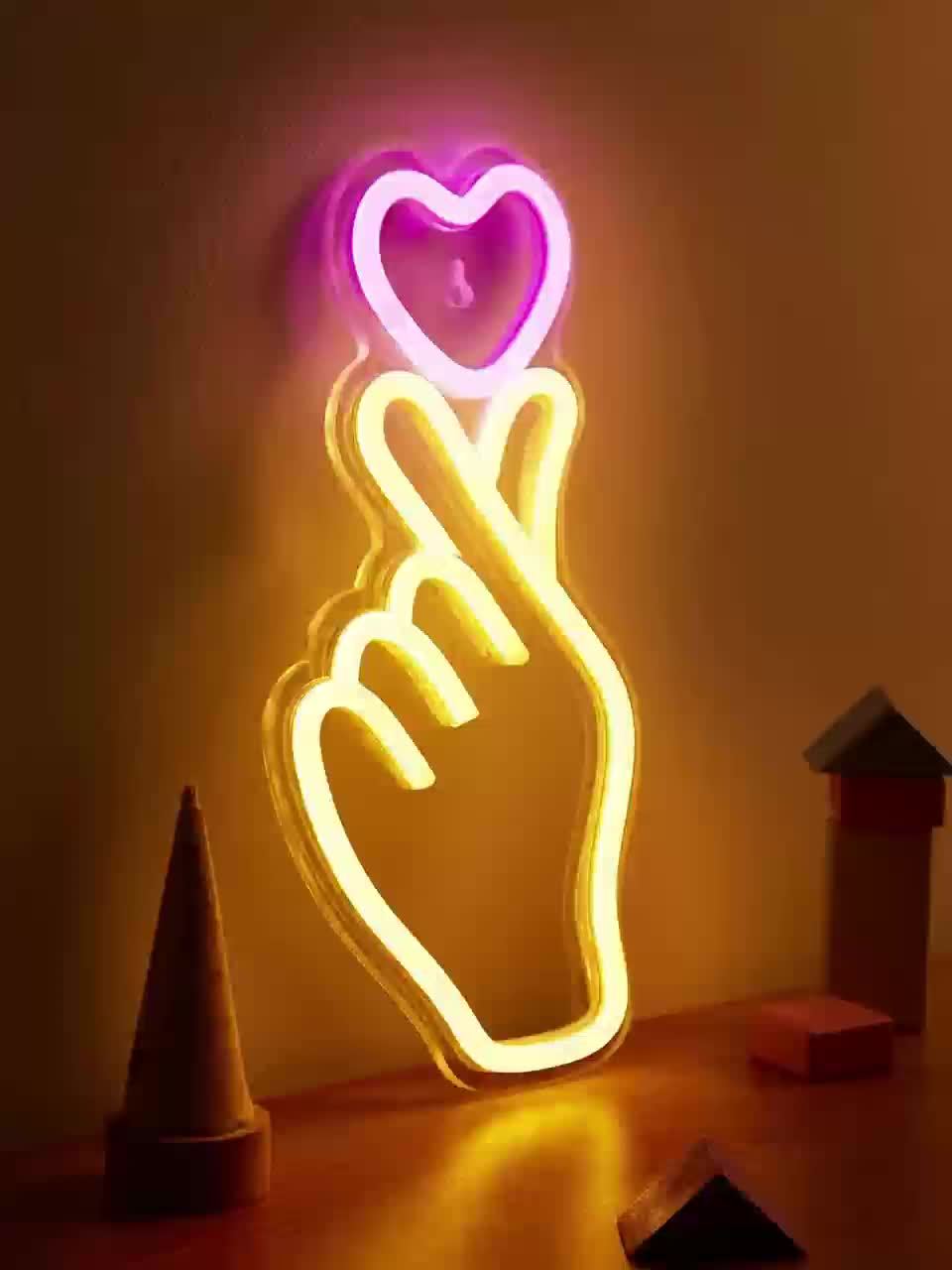Heart Hand LED Neon Light, Bedroom Decoration USB 5V