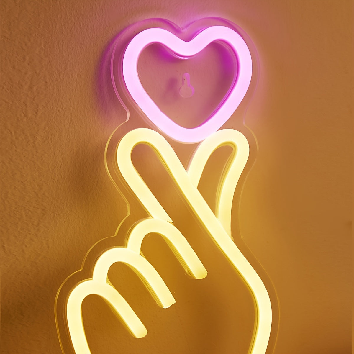 LED Neon Heart Hand Light Panel - Bedroom Decoration