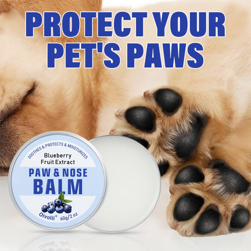 Natural Dog Paw Balm With Blueberry - Protects Paws From Hot Pavement, Wax For Dry Paws & Nose, Canine Paw Moisturizer For Cracked Paws, Cream Butter With Blueberry Scent For Cats & Dogs, Paw Protectors (2 OZ)