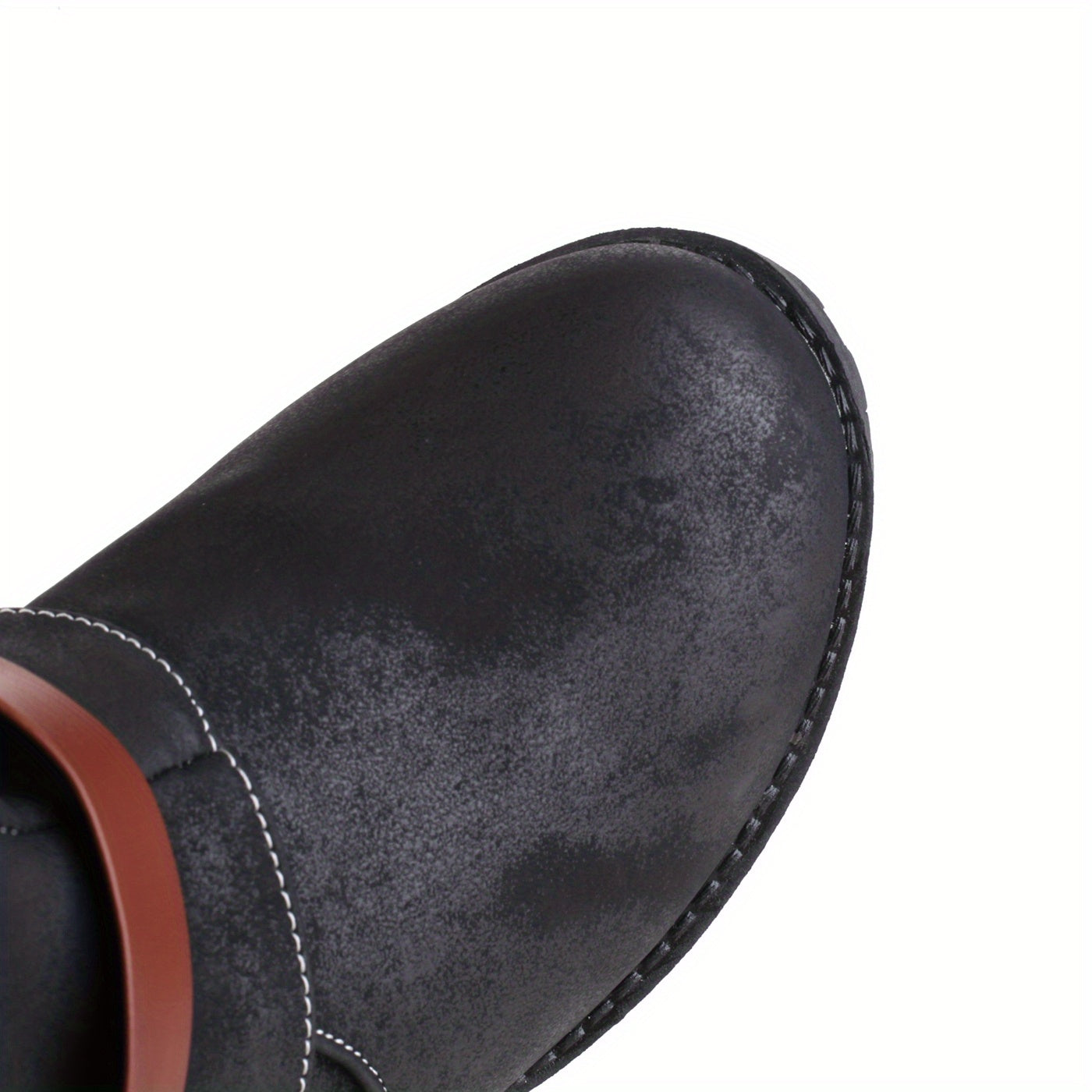 Mid-calf vintage western boots for women; warm, anti-slip, flat, cold-proof long boots in winter. - Daisan Mart