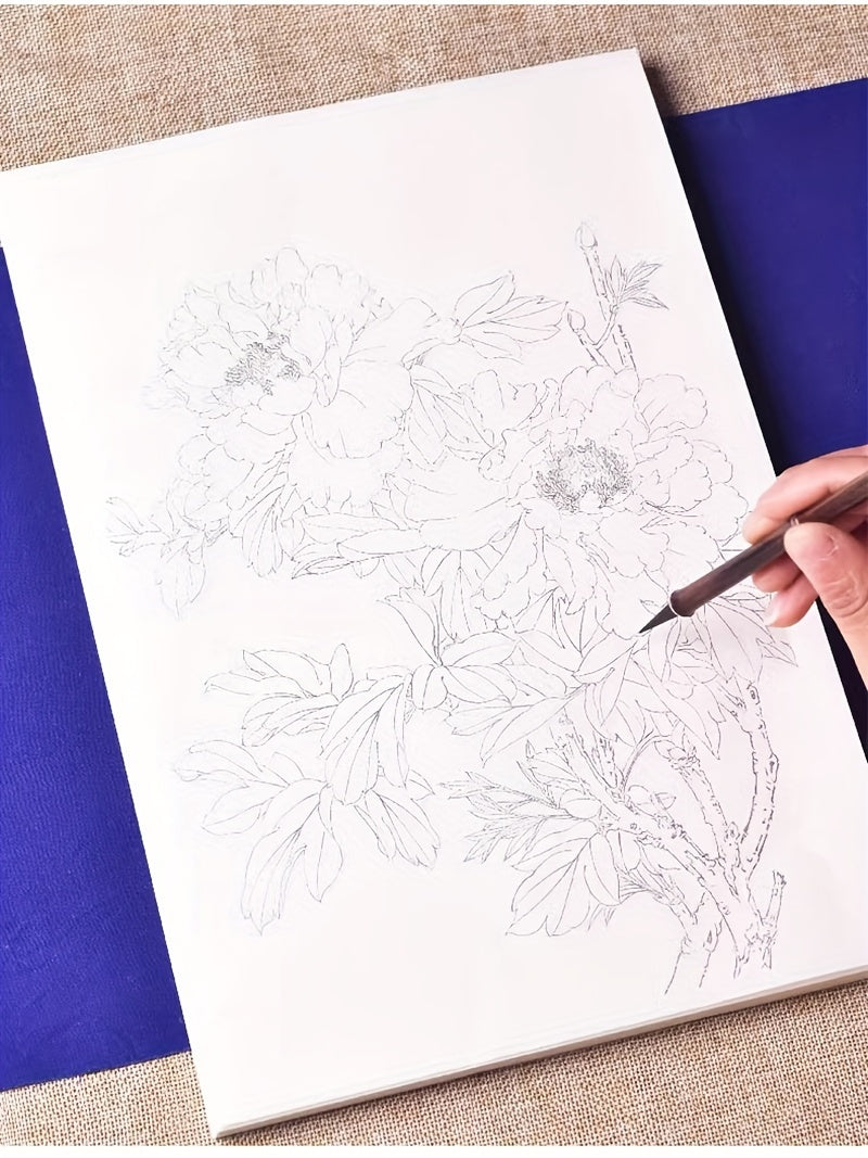 95pcs Beginners Art Kit - White Draft Flower Painting Album & Manual - Black & White Sketches, Watercolor, Chinese Pigments, Color Separation Technique - Perfect for Aspiring Artists Creative Journey
