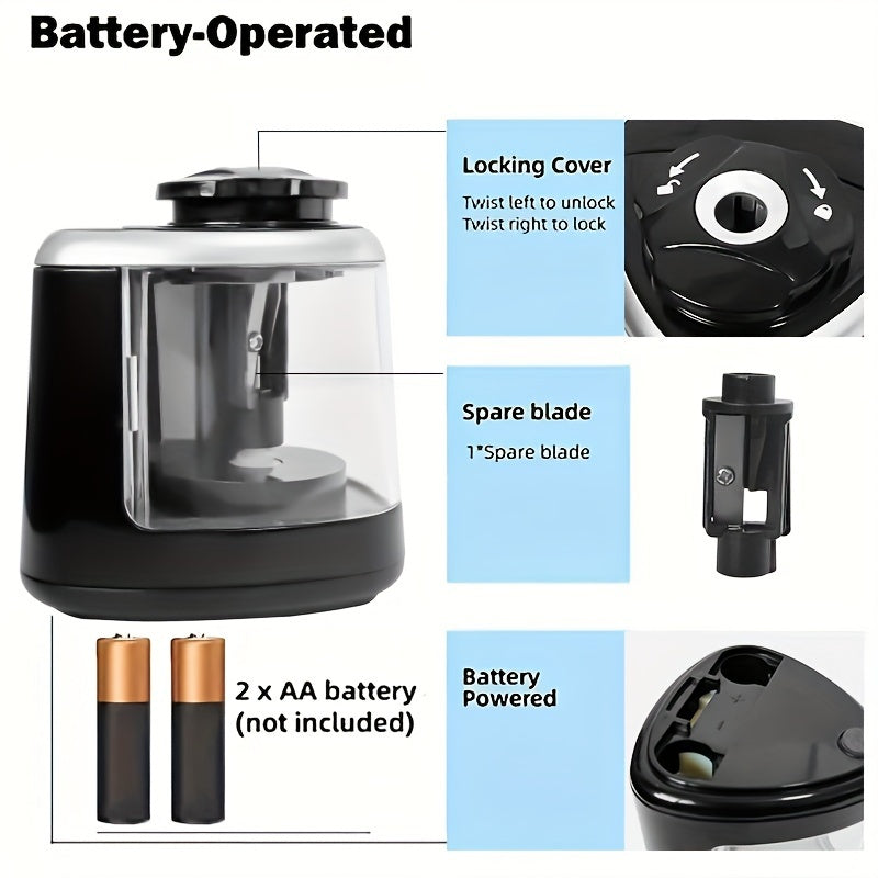Automatic Electric Pencil Sharpener with Auto-Stop & Lead Breakage - Desktop Sharpener for Office &, No Needed, Compact Design, Sharpens Pencils in Seconds, Pencil Sharpener Electric, Supplies, Sleek Style, Waste Container - Daisan Mart