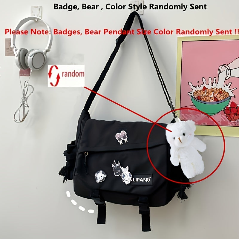 Harajuku Nylon Crossbody Bag Multi-Function Unisex Large Size