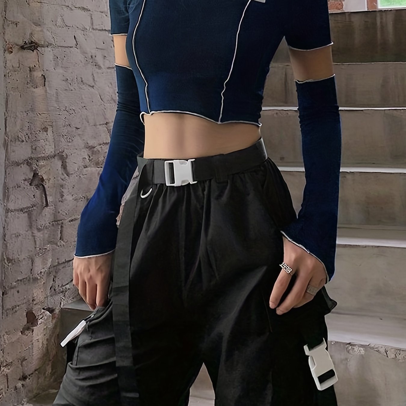 Off Shoulder Hollow Crew Neck T-shirt, Casual Loose Long Sleeve Fashion Summer Slim Bottoming T-Shirts Tops, Women's Clothing - Daisan Mart